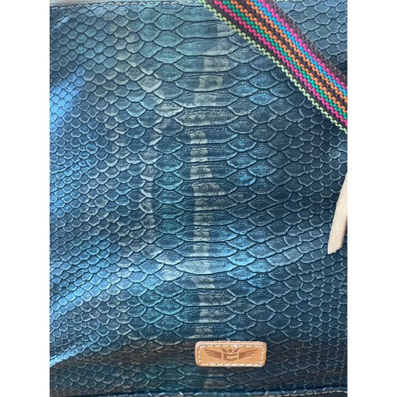 Consuela Thunderbird Snake Print Embossed Sling Crossbody Bag Leather EXCELLENT - Picture 2 of 16